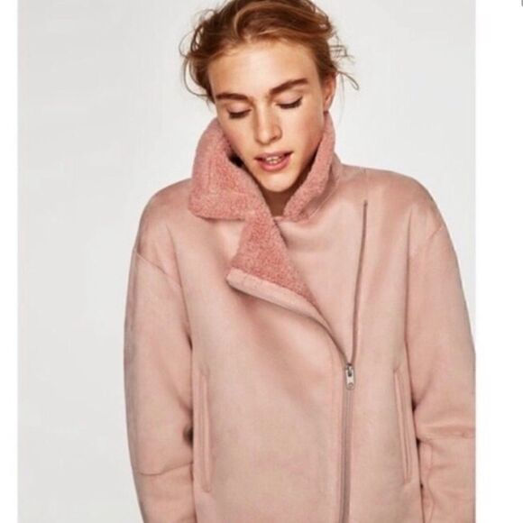 Zara Pink Shearling Jacket - Picture 2 of 3